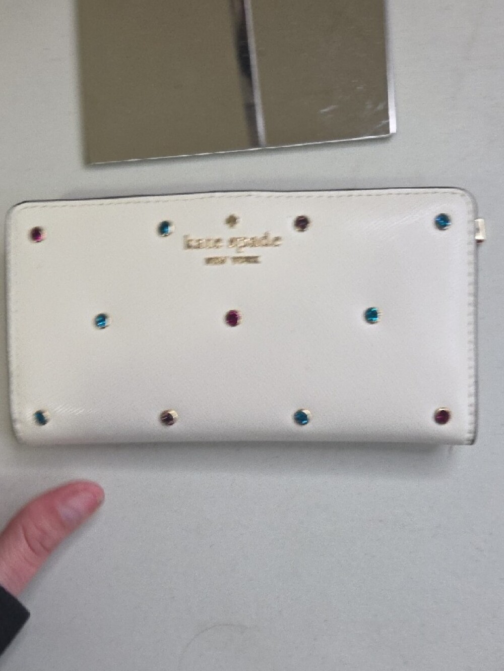 kate spade White Studded Leather Satchel with Matching Wallet - Picture 8 of 11